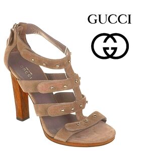 Gucci Suede Studded Accents Gladiator Sandals  US7, IT37